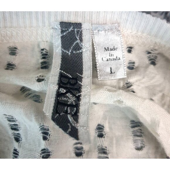 Vtg BKE Womens Textured V-Neck L White Long Slv Sheer Top Lightweight Stylish - Picture 5 of 6